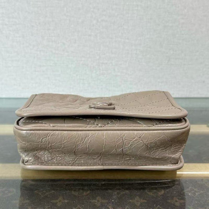 ✨YSL Niki mini奶茶色油蠟皮皮鍊條包 19*15*6 98新 配件塵袋-4