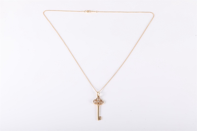 TIFFANY&CO(蒂芙尼) Tiffany Keys 皇冠鑰匙項鏈 中號 3.8cm 半鑽 18K黃金 項鏈 黃金-5