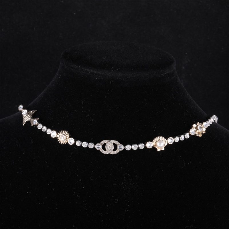 CHANEL(香奈兒)  合金 25C 早春 幾何圖案 水鑽項鏈-0