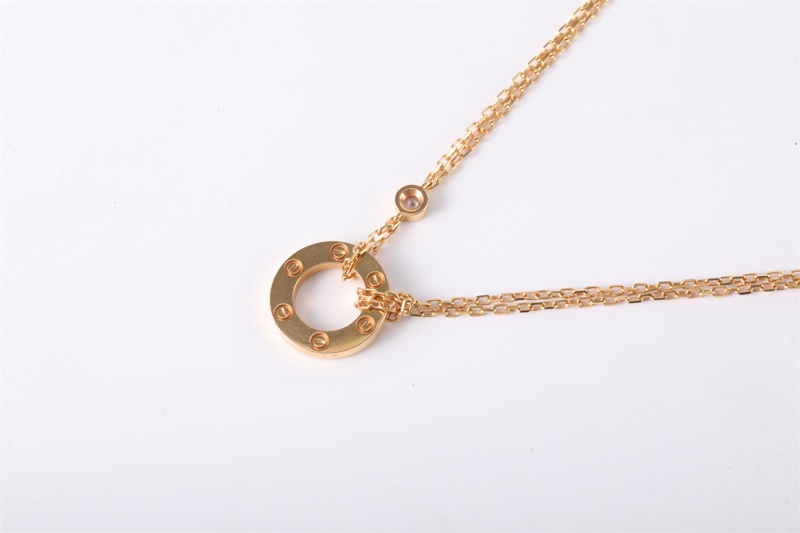 CARTIER(卡地亞) LOVE 兩鑽 圓餅 項鏈 18K玫瑰金/鑽石 項鏈 玫瑰金-1