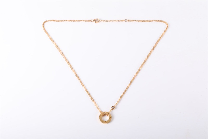 CARTIER(卡地亞) LOVE 兩鑽 圓餅 項鏈 18K玫瑰金/鑽石 項鏈 玫瑰金-5