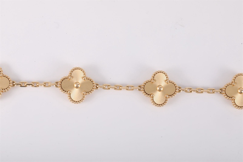 VAN CLEEF&ARPELS(梵克雅寶) Vintage Alhambra 中號五花手鏈 鐳射 新扣 18K黃金 S-M碼 黃金-2