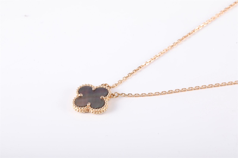 VAN CLEEF&ARPELS(梵克雅寶) Vintage Alhambra 中號單花項鏈 新扣 18K玫瑰金/灰貝母 項鏈 玫瑰金-2