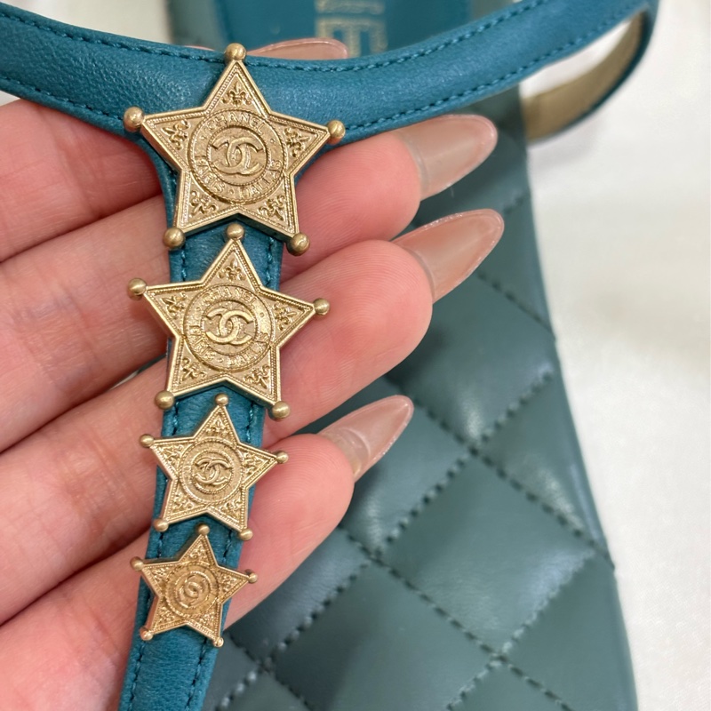 Chanel 星星金幣涼鞋 莫蘭迪綠-2