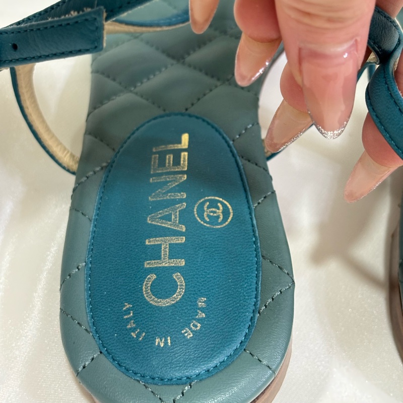 Chanel 星星金幣涼鞋 莫蘭迪綠-7