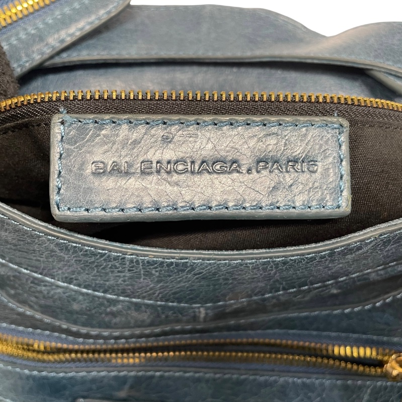 BALENCIAGA 巴黎世家 173082 CITY 機車包 皮革 寶藍色-12