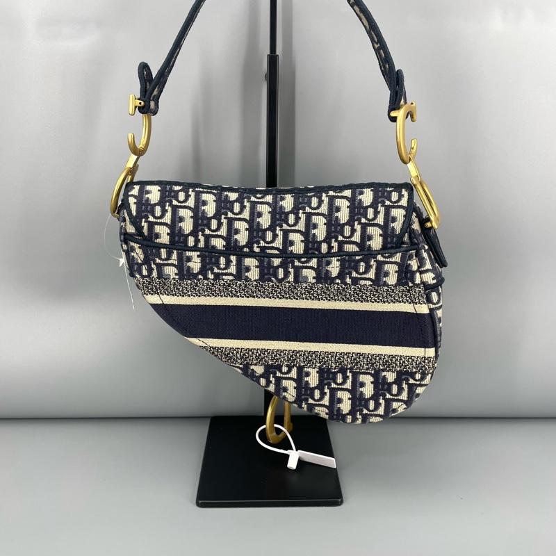 Dior迪奧saddle馬鞍包中號號藍色刺繡 尺寸約24*6*18cm-1