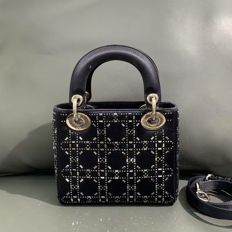 Dior迪奧三格藏藍色絲綢水鑽戴妃包,2019年後購入-1