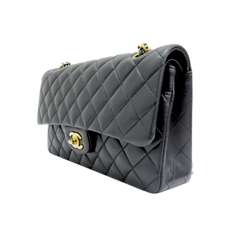 黑色 菱格紋 羊皮 COCO 25 鍊帶 肩背包 A01112-2