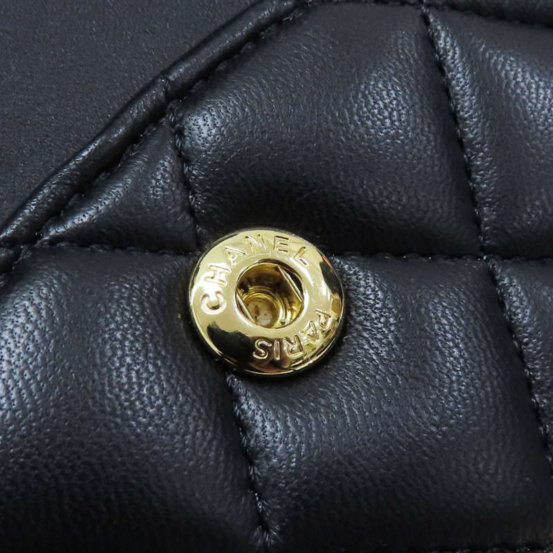 黑色 菱格紋 羊皮 COCO 25 鍊帶 肩背包 A01112-17