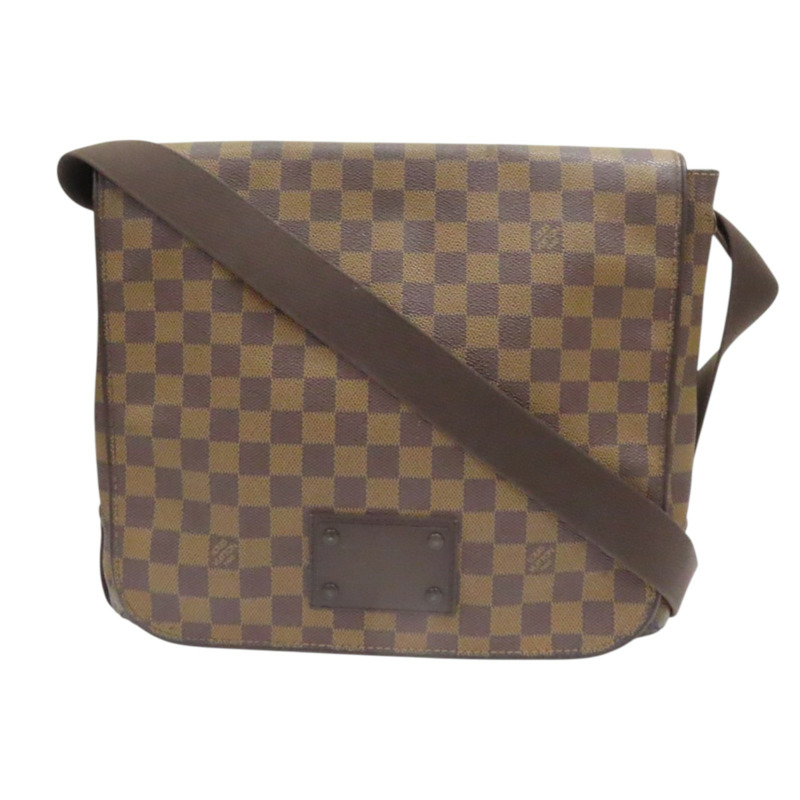 棕色 棋盤格 帆布 Brooklyn PM 肩背包 N51211-0