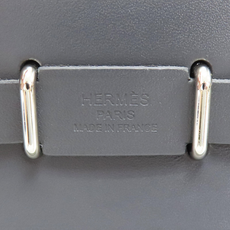 灰色 帆布 Herbag Zip 20 肩背包 W刻 銀扣【HERMES 愛馬仕】-6