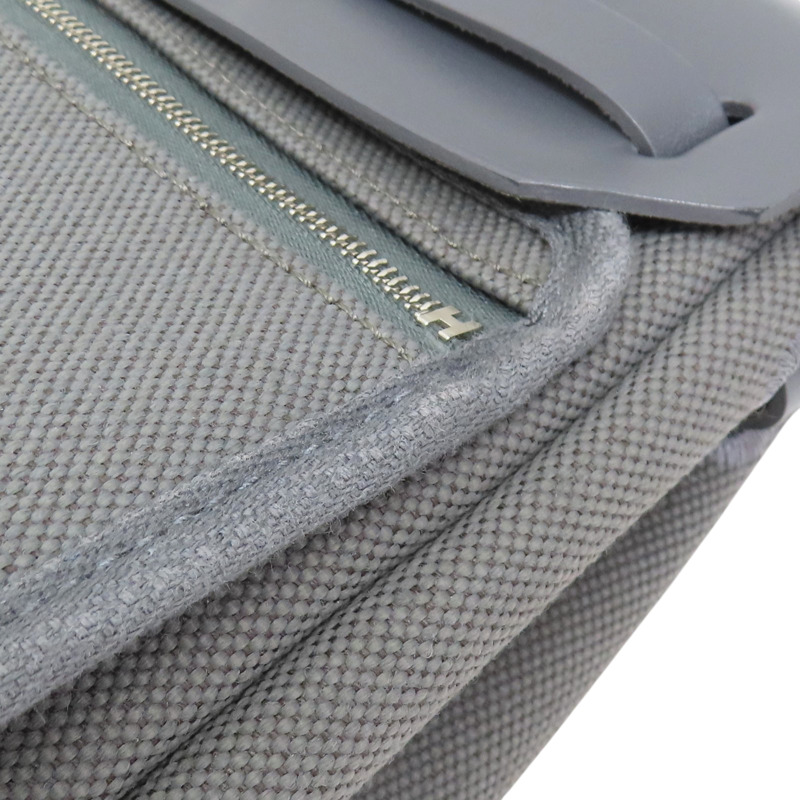灰色 帆布 Herbag Zip 20 肩背包 W刻 銀扣【HERMES 愛馬仕】-13