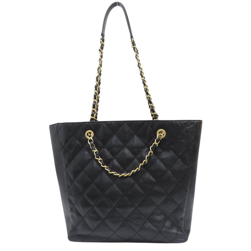 黑色 牛皮 菱格紋 荔枝紋 Shopping 两用包 金扣【CHANEL 香奈兒】-1