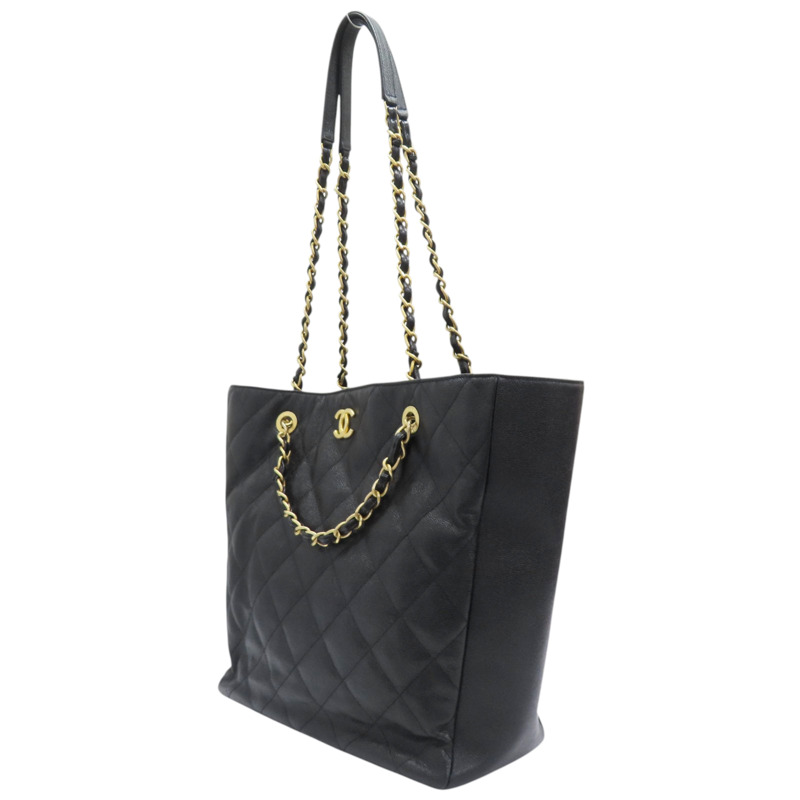黑色 牛皮 菱格紋 荔枝紋 Shopping 两用包 金扣【CHANEL 香奈兒】-2