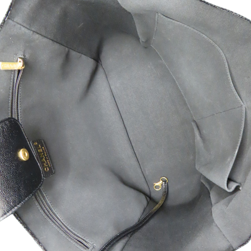 黑色 牛皮 菱格紋 荔枝紋 Shopping 两用包 金扣【CHANEL 香奈兒】-4