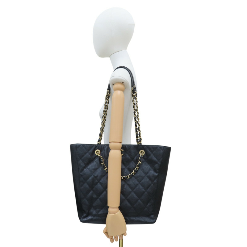 黑色 牛皮 菱格紋 荔枝紋 Shopping 两用包 金扣【CHANEL 香奈兒】-8