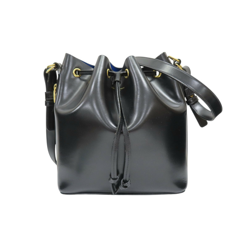 黑色 皮革 bucket bag 肩背包 381734-0