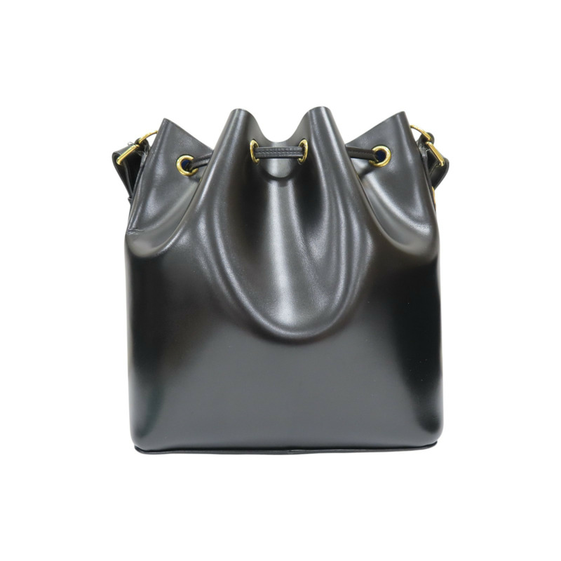 黑色 皮革 bucket bag 肩背包 381734-1