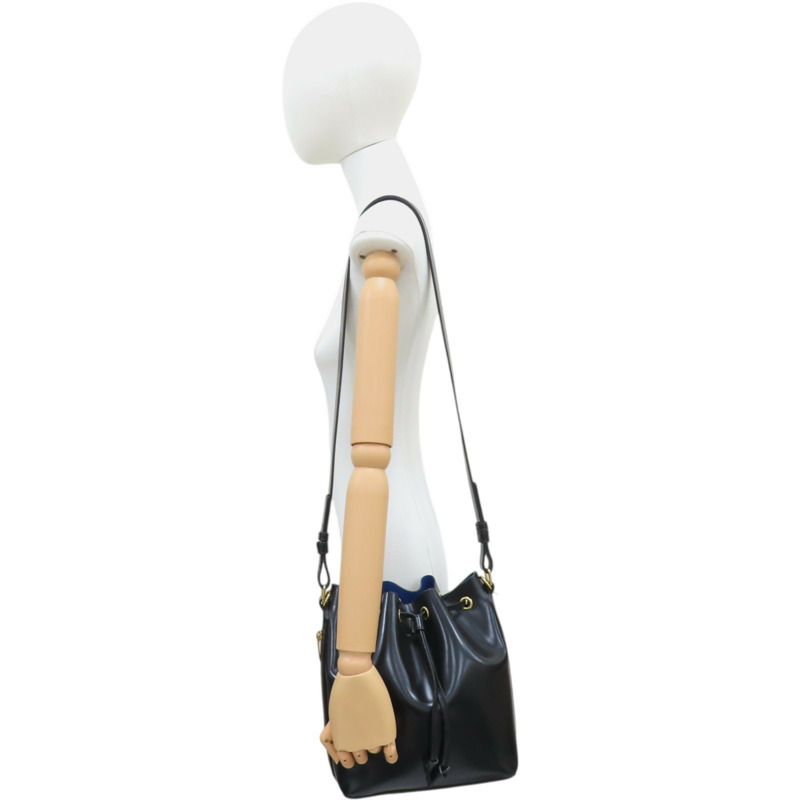 黑色 皮革 bucket bag 肩背包 381734-9