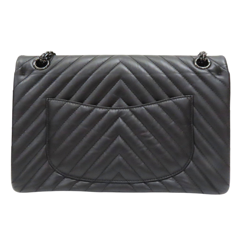 黑色 山型紋 牛皮 So Black 2.55 鍊帶 肩背包 (無卡)【CHANEL 香奈兒】 A37587-1