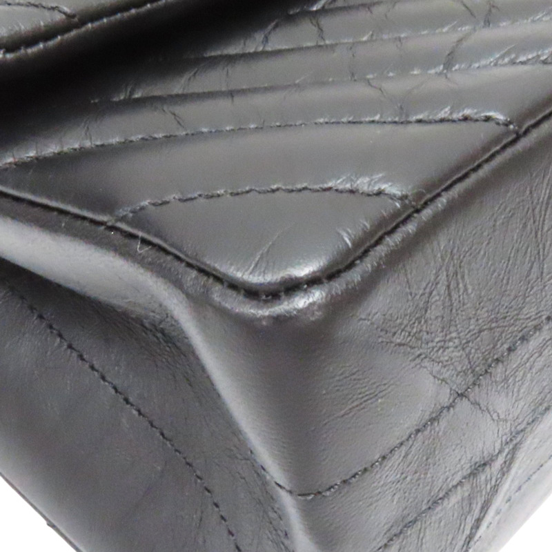 黑色 山型紋 牛皮 So Black 2.55 鍊帶 肩背包 (無卡)【CHANEL 香奈兒】 A37587-8