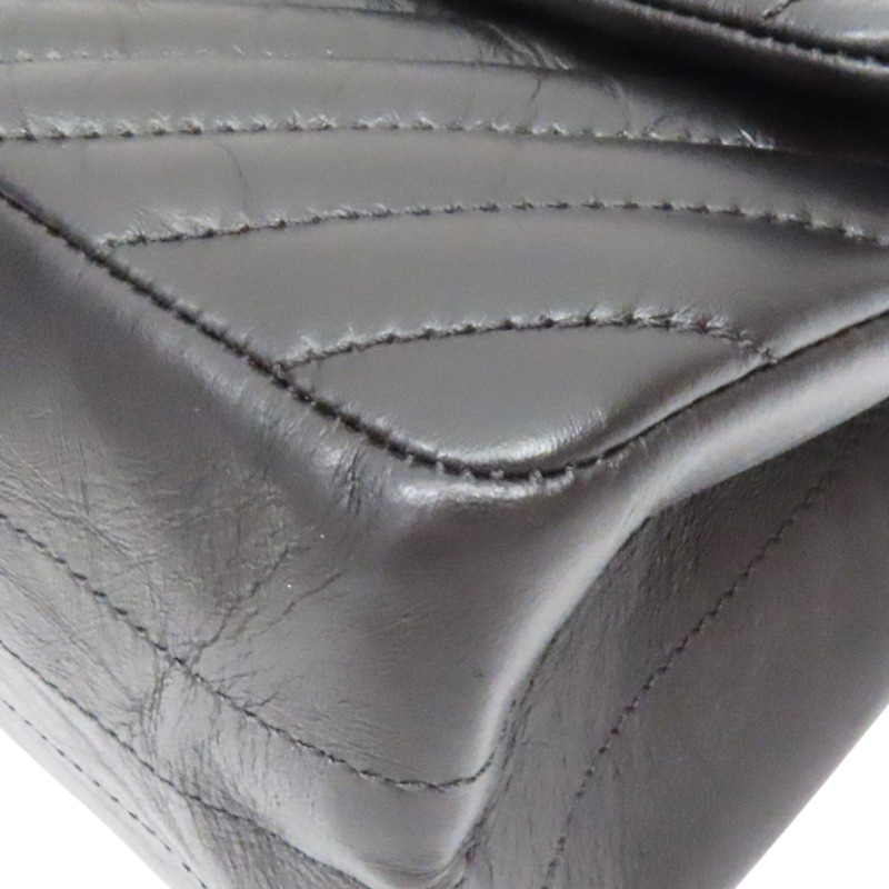 黑色 山型紋 牛皮 So Black 2.55 鍊帶 肩背包 (無卡)【CHANEL 香奈兒】 A37587-9