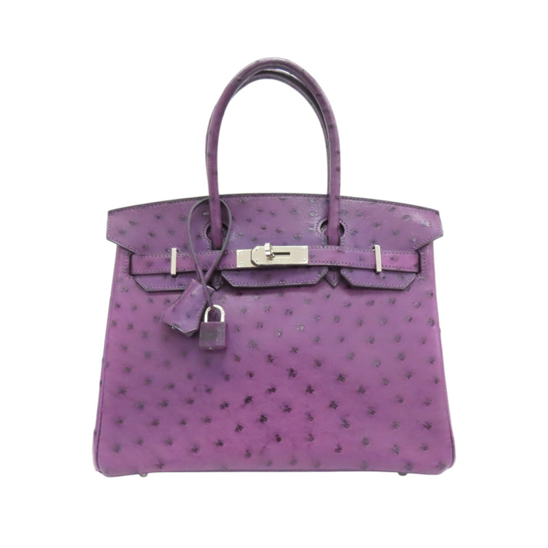 紫羅蘭 鴕鳥皮 Birkin 30 柏金包 手提包 □N刻 銀扣【HERMES 愛馬仕】-0