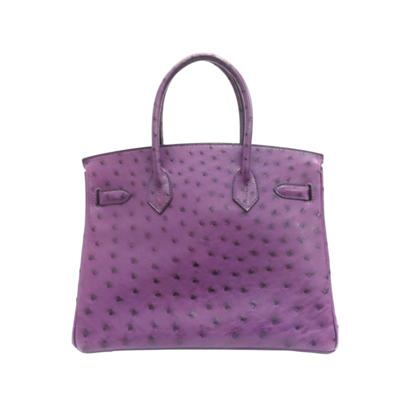 紫羅蘭 鴕鳥皮 Birkin 30 柏金包 手提包 □N刻 銀扣【HERMES 愛馬仕】-1