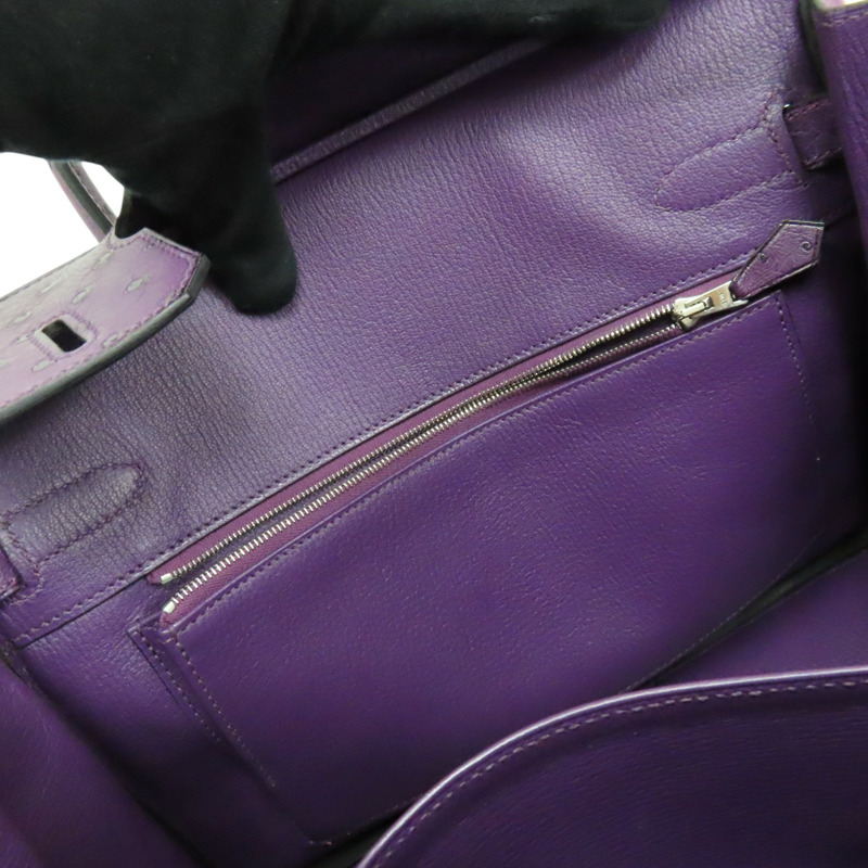 紫羅蘭 鴕鳥皮 Birkin 30 柏金包 手提包 □N刻 銀扣【HERMES 愛馬仕】-4