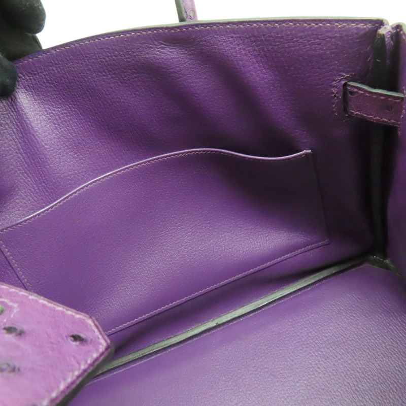 紫羅蘭 鴕鳥皮 Birkin 30 柏金包 手提包 □N刻 銀扣【HERMES 愛馬仕】-5