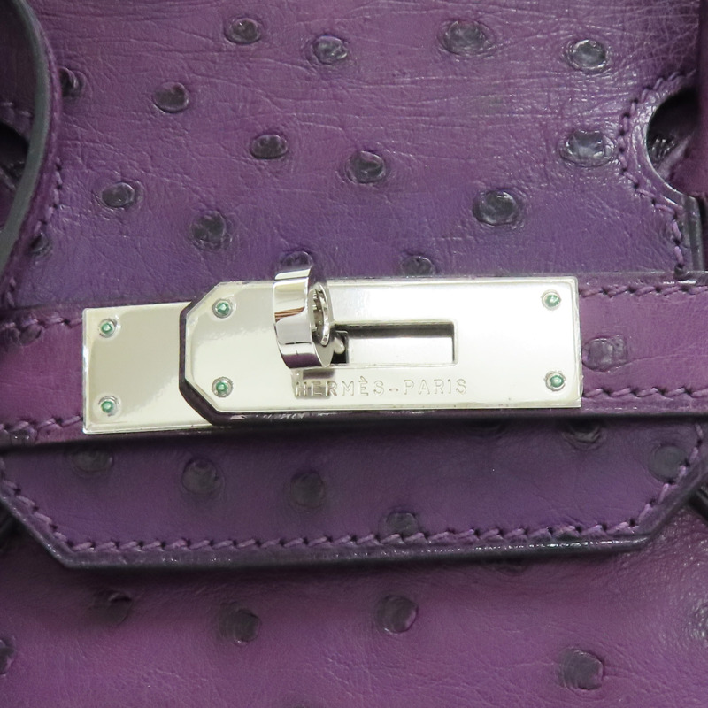 紫羅蘭 鴕鳥皮 Birkin 30 柏金包 手提包 □N刻 銀扣【HERMES 愛馬仕】-6