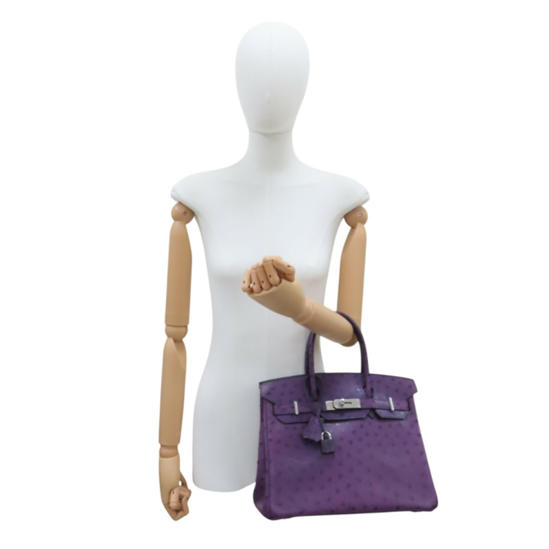 紫羅蘭 鴕鳥皮 Birkin 30 柏金包 手提包 □N刻 銀扣【HERMES 愛馬仕】-9