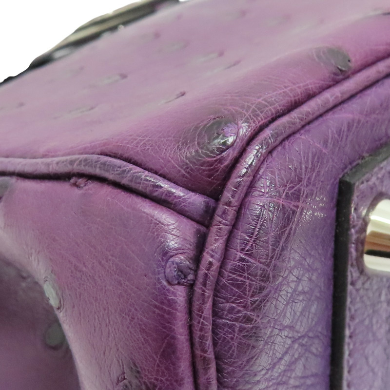 紫羅蘭 鴕鳥皮 Birkin 30 柏金包 手提包 □N刻 銀扣【HERMES 愛馬仕】-10