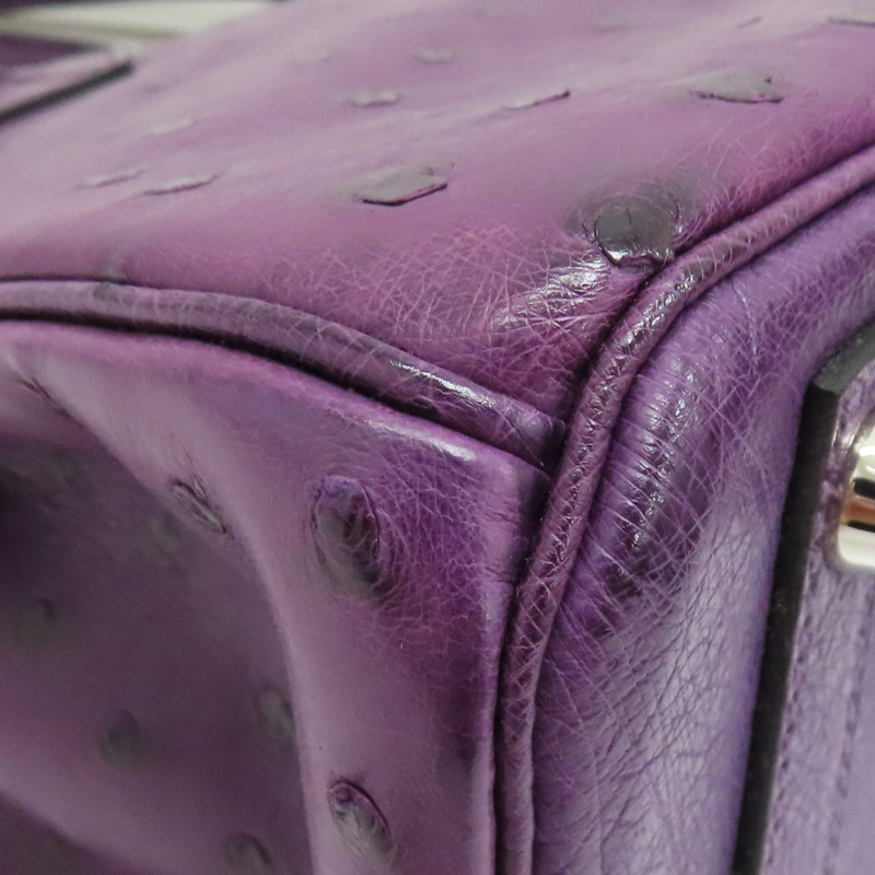 紫羅蘭 鴕鳥皮 Birkin 30 柏金包 手提包 □N刻 銀扣【HERMES 愛馬仕】-12