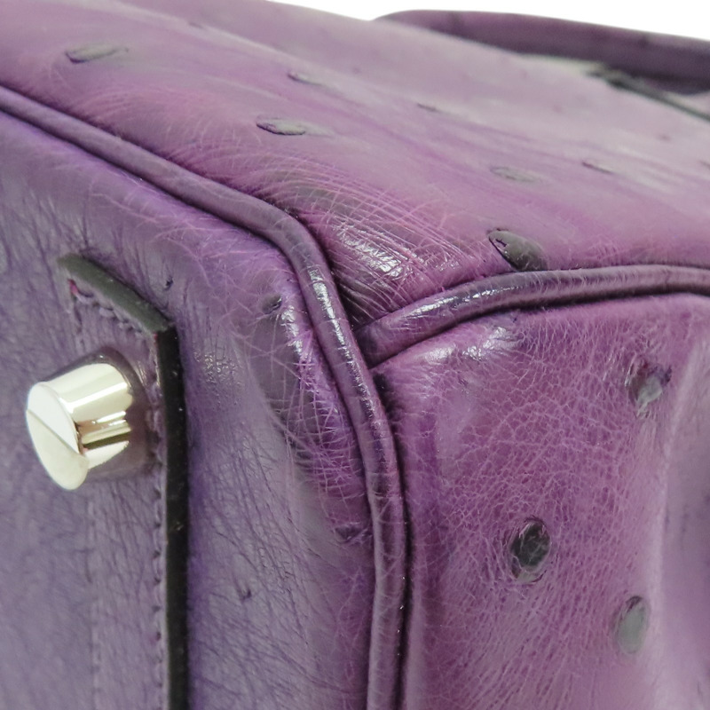 紫羅蘭 鴕鳥皮 Birkin 30 柏金包 手提包 □N刻 銀扣【HERMES 愛馬仕】-13