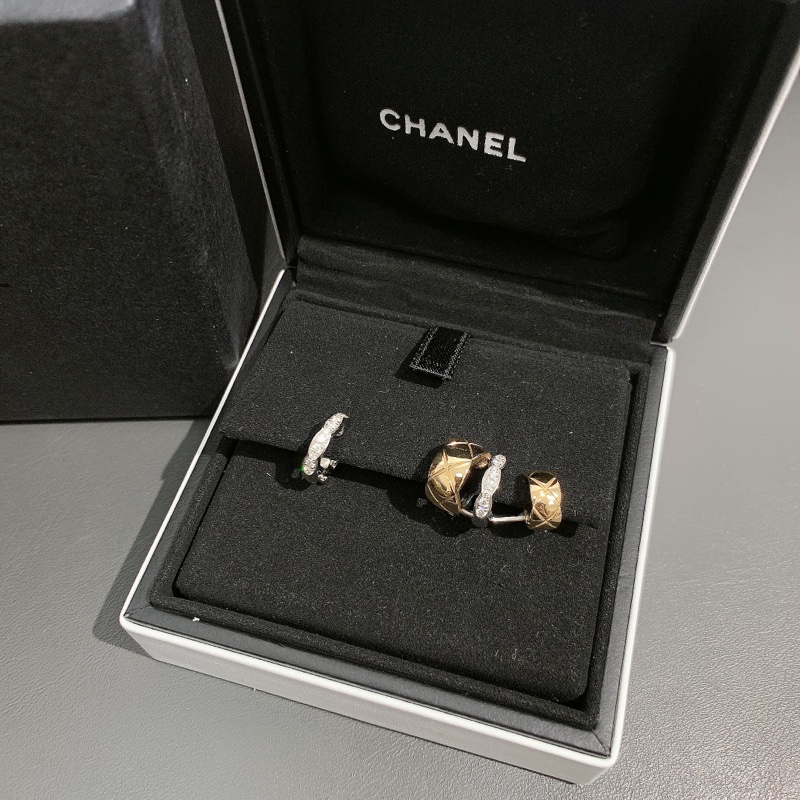 Chanel香奈兒coco crush耳骨夾耳環淺金白金帶鑽耳釘耳骨夾 多種戴法 沒有耳洞的也可以入 2024購入-3
