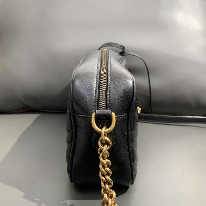 9新Gucci marmont馬蒙黑金相機包 尺寸: 24*13*7-8