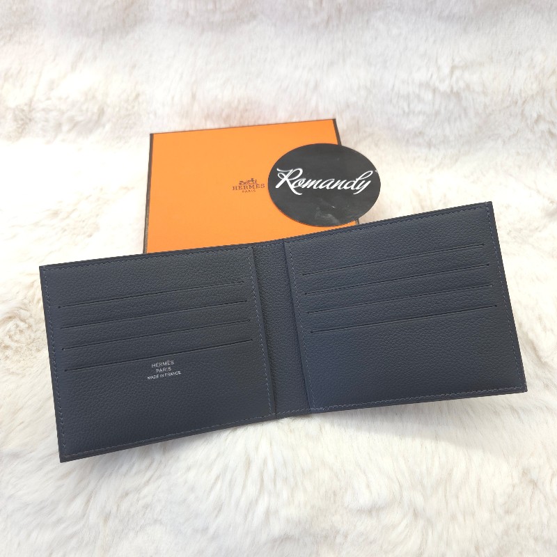 Hermès 男仕絲巾短夾 石板灰85-0