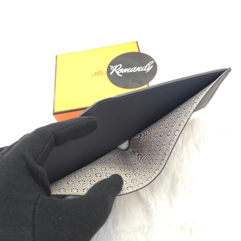 Hermès 男仕絲巾短夾 石板灰85-2