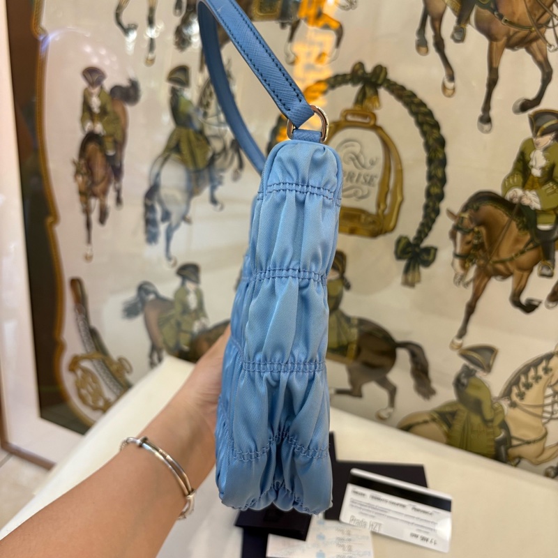 Prada普拉達藍色褶皺hobo腋下包 肩背包-2