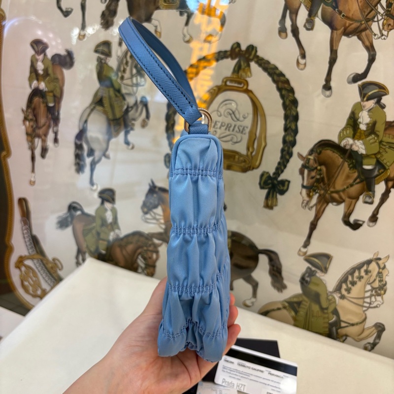 Prada普拉達藍色褶皺hobo腋下包 肩背包-3