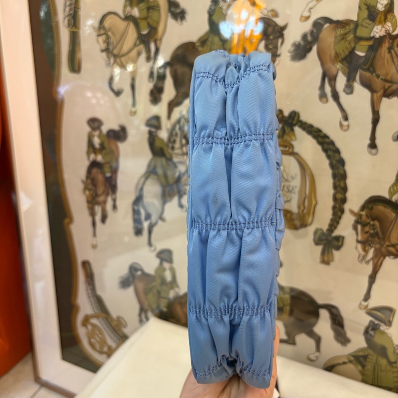 Prada普拉達藍色褶皺hobo腋下包 肩背包-5