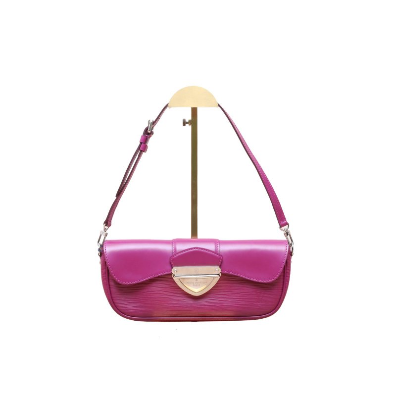 LOUIS VUITTON(路易威登) 紫色 EPI水波紋牛皮 銀扣 2007 中古腋下包單肩包-0