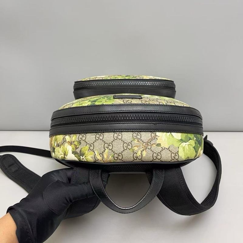 Gucci古馳 雙G老花花卉雙肩包後背包-5
