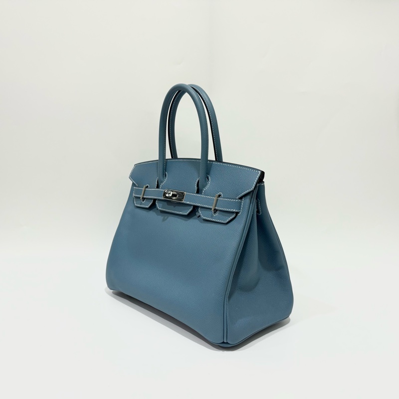 HERMES 75牛仔藍銀釦EPSOM皮BIRKIN30-2