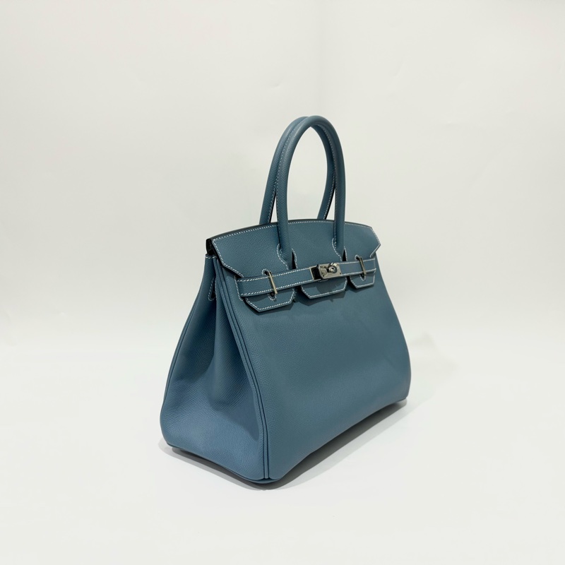 HERMES 75牛仔藍銀釦EPSOM皮BIRKIN30-3