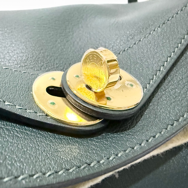 HERMES 1T泰坦綠EVERCOLOR皮金釦LINDY26-10