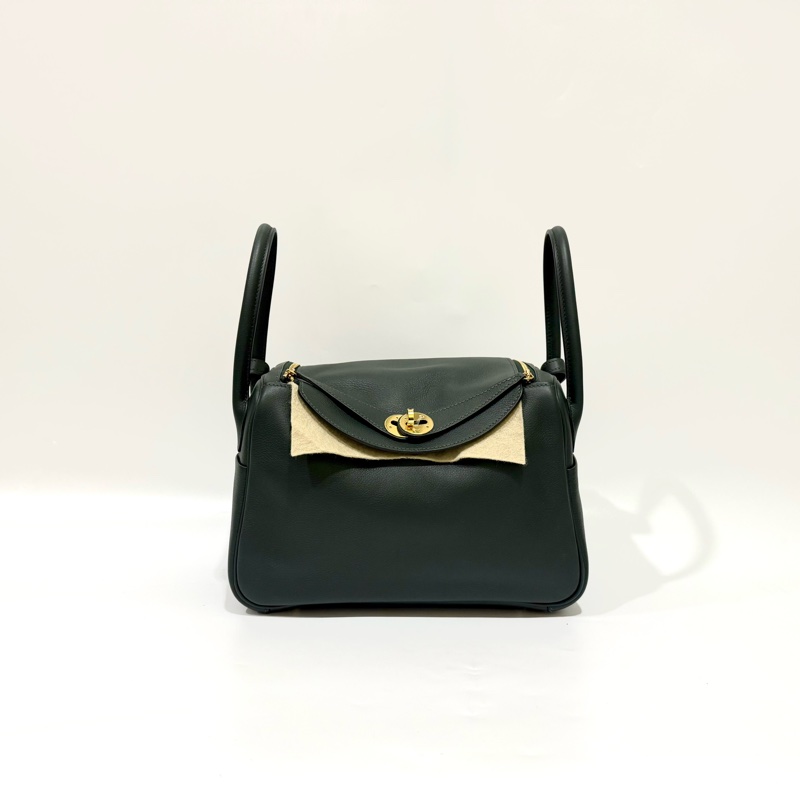 HERMES 1T泰坦綠EVERCOLOR皮金釦LINDY26-0