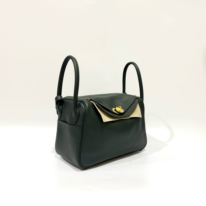 HERMES 1T泰坦綠EVERCOLOR皮金釦LINDY26-3